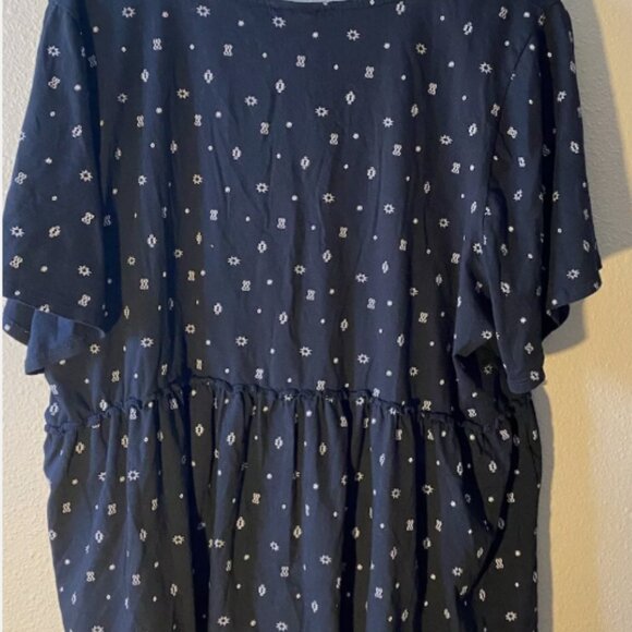 TORRID Baby Doll Geometric Print Top 3X Black Bow Tie Neckline Short Sleeve Boho - Picture 4 of 8